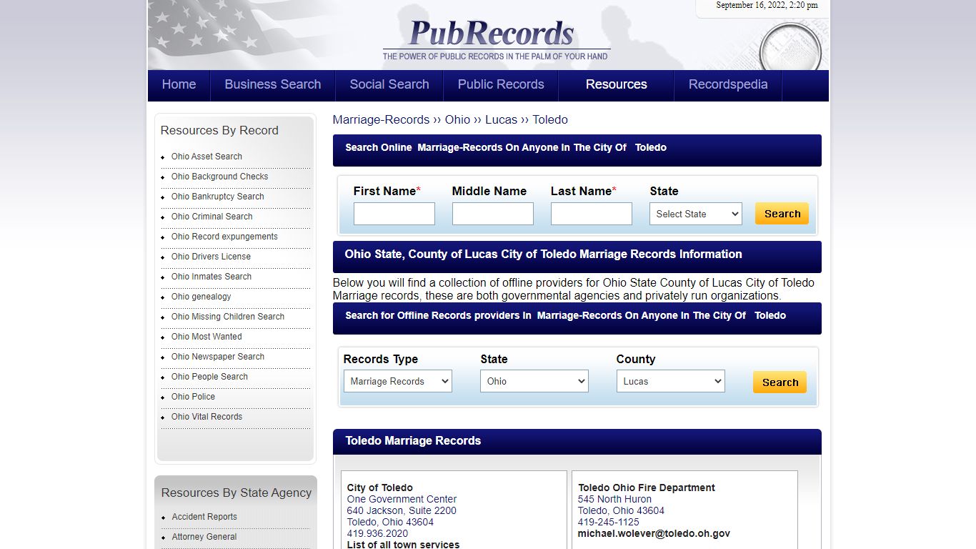 Toledo, Lucas County, Ohio Marriage Records - Pubrecords.com